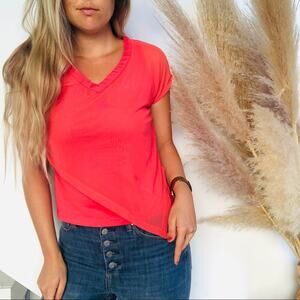 BOLLE Neon Red Pink Mesh Short Sleeve Athletic Asymmetrical Tennis Tee Shirt M